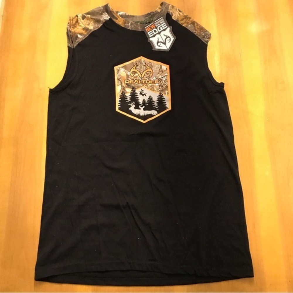 REALTREE Shirt Mens Black Logo Camo Muscle Shirt Size - Medium - M - NWT
